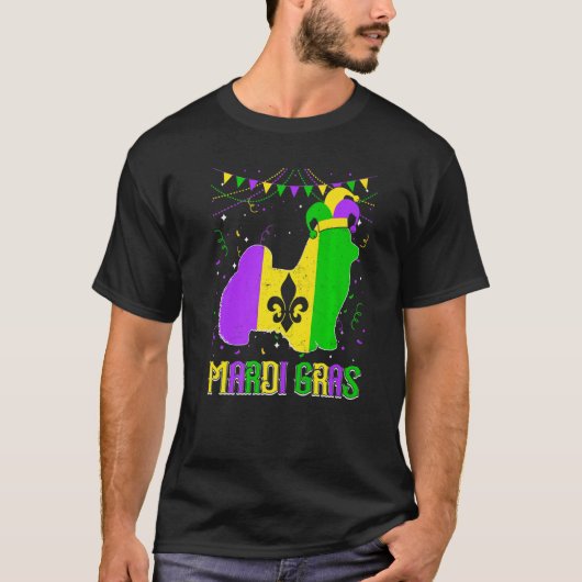 Funny Mardi Gras Maltese Dog Dad Mom Mardi Gras Pr Tシャツ (正面)