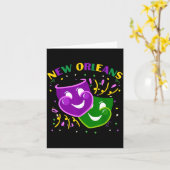 Funny Mardi Gras Mask Louisiana New Orleans Carniv カード (黄色い花)