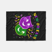Funny Mardi Gras Mask Louisiana New Orleans Carniv フリースブランケット (正面(横))