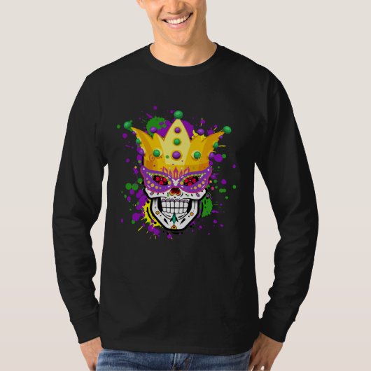 Funny Mardi Gras Mask Party Apparel Men Women Kids Tシャツ (正面)