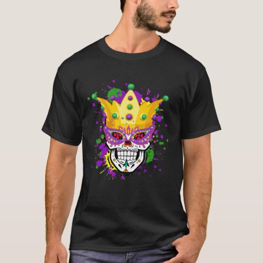 Funny Mardi Gras Mask Party Apparel Men Women Kids Tシャツ (正面)