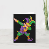 Funny Mardi Gras Outfit Dabbing Jester New Orleans カード (正面)