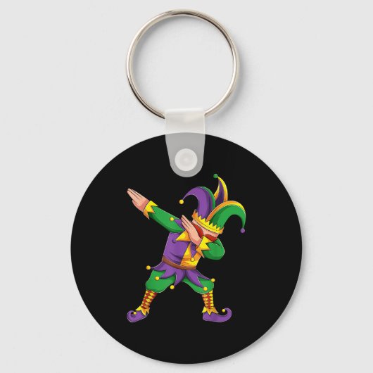 Funny Mardi Gras Outfit Dabbing Jester New Orleans キーホルダー (正面)