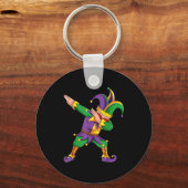 Funny Mardi Gras Outfit Dabbing Jester New Orleans キーホルダー (正面)
