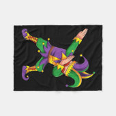 Funny Mardi Gras Outfit Dabbing Jester New Orleans フリースブランケット (正面(横))