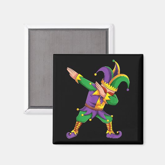 Funny Mardi Gras Outfit Dabbing Jester New Orleans マグネット (正面/裏面)