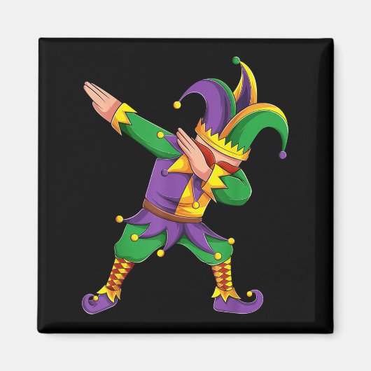 Funny Mardi Gras Outfit Dabbing Jester New Orleans マグネット (正面)