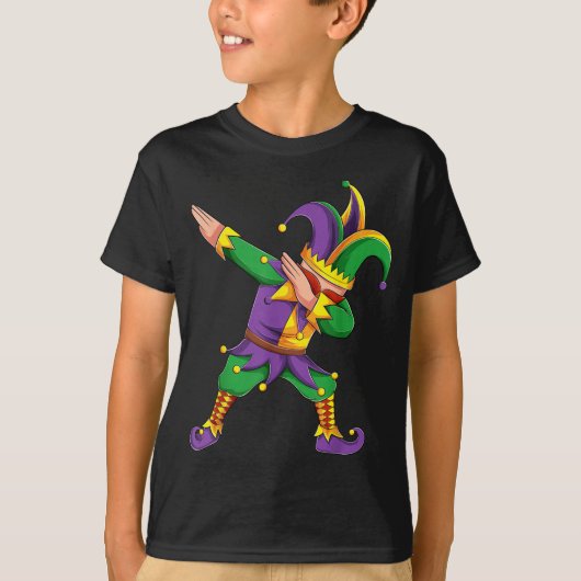 Funny Mardi Gras Outfit Dabbing Jester New Orleans Tシャツ (正面)