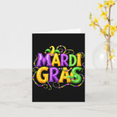 Funny Mardi Gras Parade Jester Hat Beads Men Women カード (黄色い花)