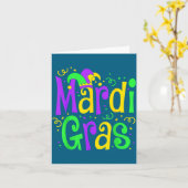 Funny Mardi Gras Parade Outfit Jester Hat Men Wome カード (黄色い花)