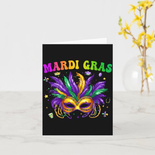 Funny Mardi Gras Parade Outfit Jester Hat Men Wome カード (黄色い花)