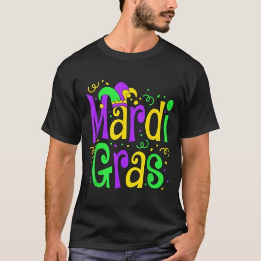 Funny Mardi Gras Parade Outfit Jester Hat Men Wome Tシャツ (正面)