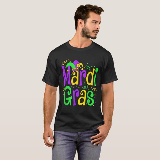 Funny Mardi Gras Parade Outfit Jester Hat Men Wome Tシャツ (正面フル)