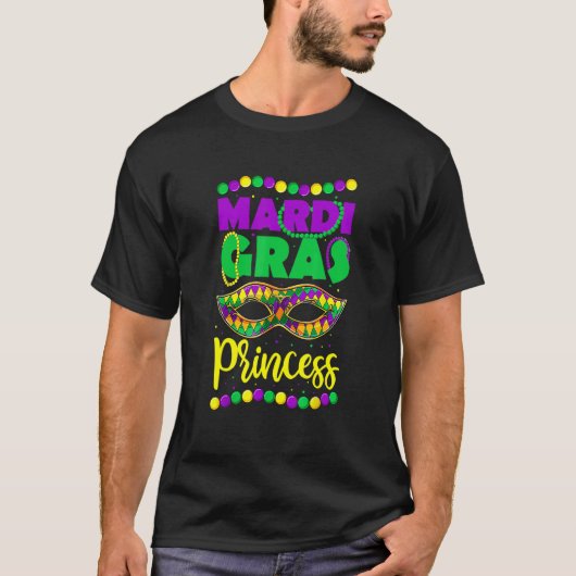 Funny Mardi Gras Princess Mask Beads Shirt, Kids G Tシャツ (正面)