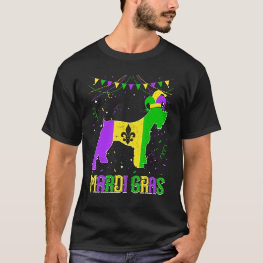 Funny Mardi Gras Schnauzer Dog Dad Mom Mardi Gras Tシャツ (正面)