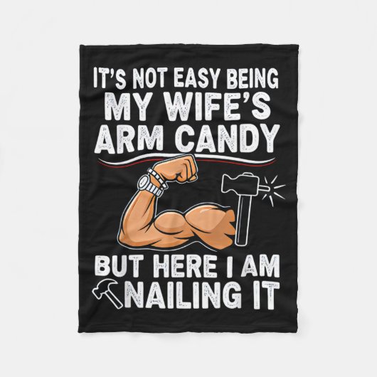 Funny Married Dad Husband Arm Candy Quote Humor  フリースブランケット (正面)