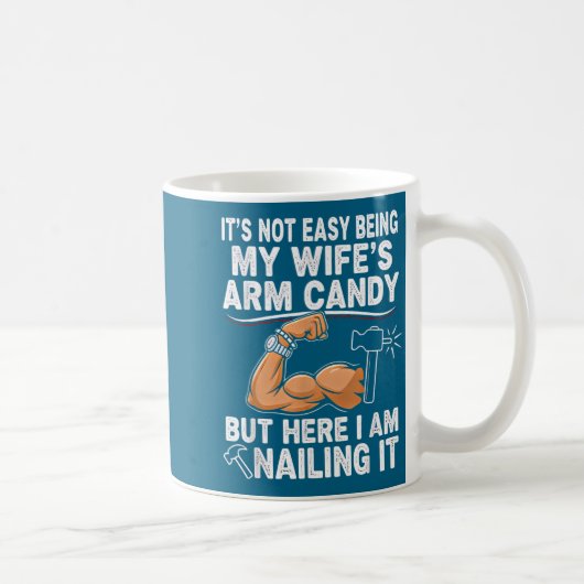 Funny Married Dad Husband Arm Candy Quote Humor 27 コーヒーマグカップ (右)