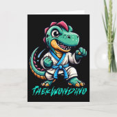 Funny Martial Arts Karate Taekwondo Dino Animal Cu カード (正面)