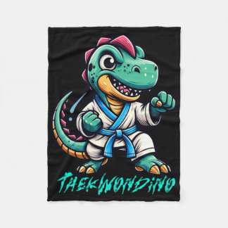 Funny Martial Arts Karate Taekwondo Dino Animal Cu フリースブランケット