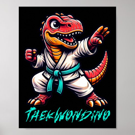 Funny Martial Arts Karate Taekwondo Dino Animal Cu ポスター (正面)