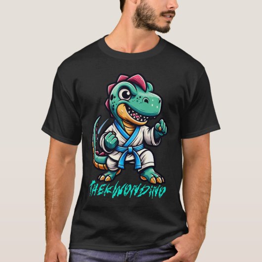 Funny Martial Arts Karate Taekwondo Dino Animal Cu Tシャツ (正面)