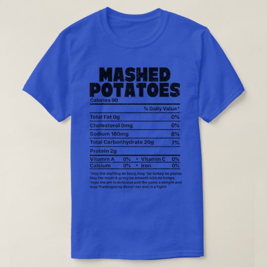 Funny Mashed Potatoes Nutrition Facts Family Thank Tシャツ (デザイン正面)