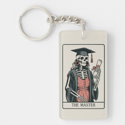 Funny Master Graduation Gift Skeleton Graduate キーホルダー (正面)