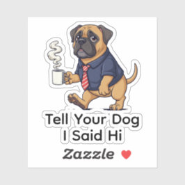 Funny Mastiff Dog Business Suit Coffee シール