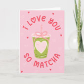 Funny Matcha Tea Pun Coquette Valentine シーズンカード (正面)