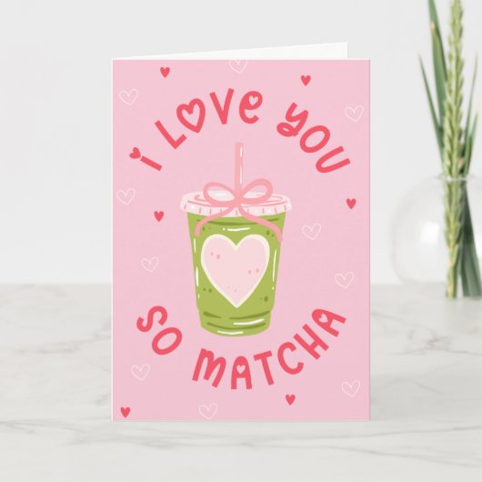 Funny Matcha Tea Pun Coquette Valentine シーズンカード (正面)