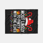 Funny Matching Christmas Most Likely To Party フリースブランケット (正面(横))