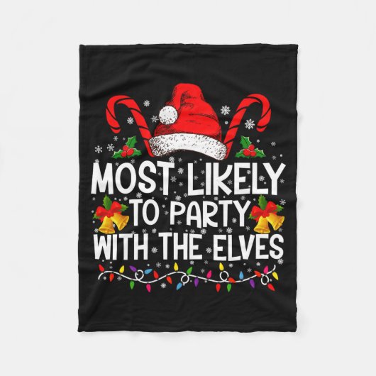 Funny Matching Christmas Most Likely To Party フリースブランケット (正面)