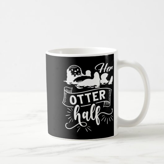 Funny Matching Couple His And Her Otter Half Valen コーヒーマグカップ (右)