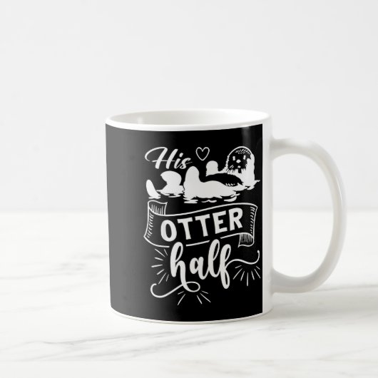 Funny Matching Couple His And Her Otter Half Valen コーヒーマグカップ (右)