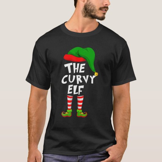 Funny Matching Family Christmas The Curvy Elf Tシャツ (正面)