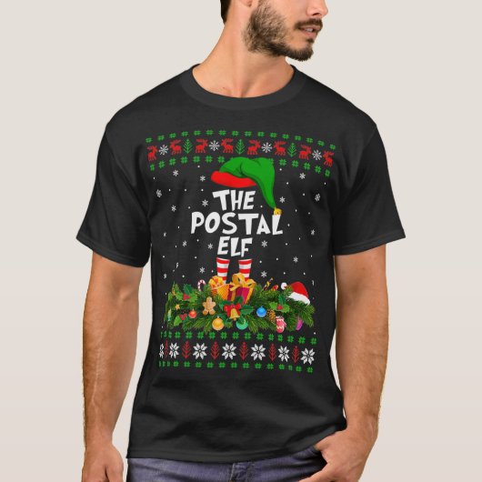 Funny Matching Family Ugly The Postal Elf Christma Tシャツ (正面)