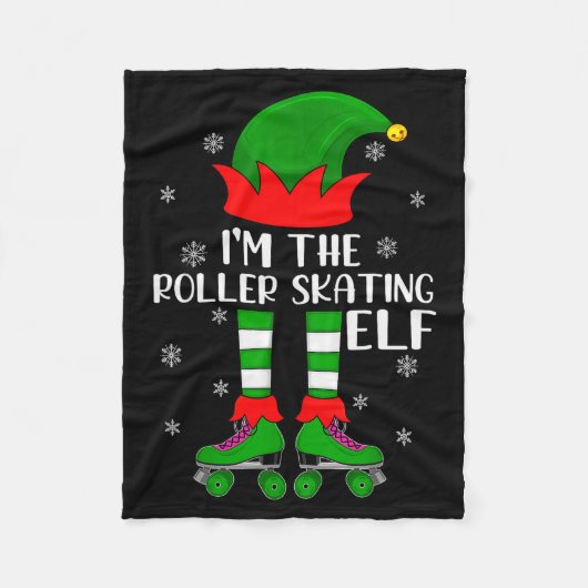 Funny Matching Group The Roller Skating Elf Christ フリースブランケット (正面)