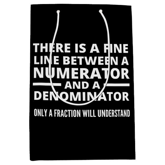 Funny Math FINE LINE NUMERATOR DENOMINATOR ミディアムペーパーバッグ (正面)