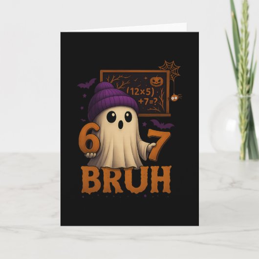 Funny Math Ghost 67 Bruh Halloween Meme Teacher Eq カード (正面)