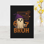 Funny Math Ghost 67 Bruh Halloween Meme Teacher Eq カード (黄色い花)