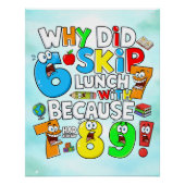 Funny Math Joke Numbers Sticker for Kids ポスター (正面)