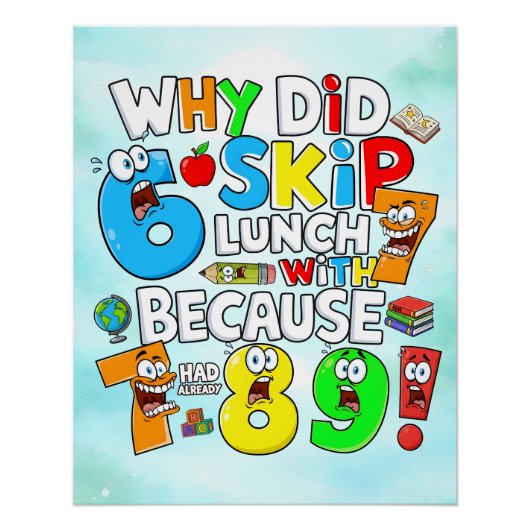 Funny Math Joke Numbers Sticker for Kids ポスター (正面)