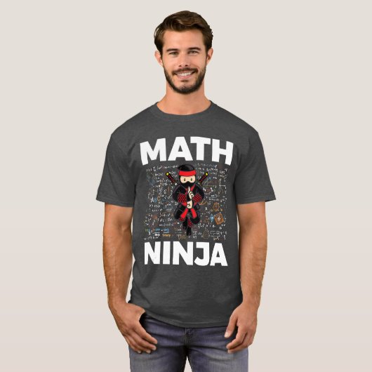 Funny Math Ninja For Mathematics Teacher Student M Tシャツ (正面フル)