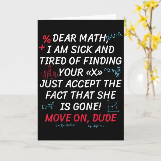 Funny Math Quote Dear Math Move On Dude Girls Boys カード (黄色い花)