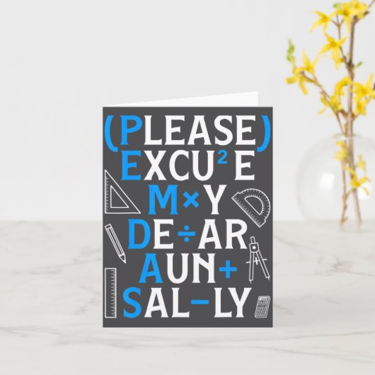 Funny Math Rules Pemdas Pun Teachers Math Day  カード (黄色い花)