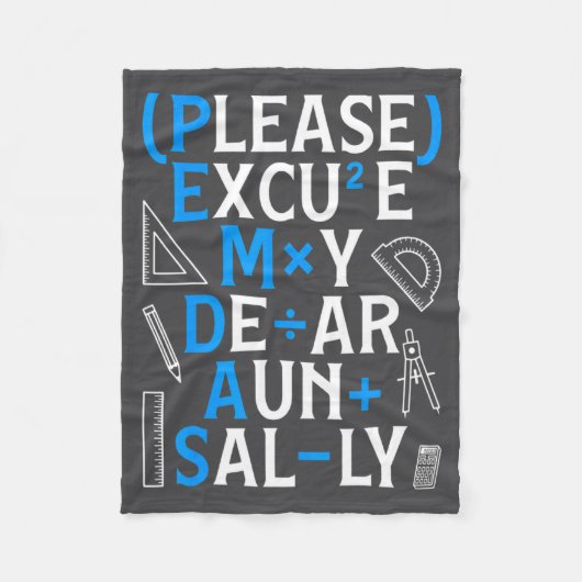 Funny Math Rules Pemdas Pun Teachers Math Day  フリースブランケット (正面)