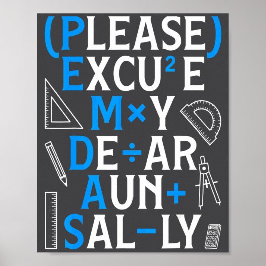 Funny Math Rules Pemdas Pun Teachers Math Day ポスター (正面)