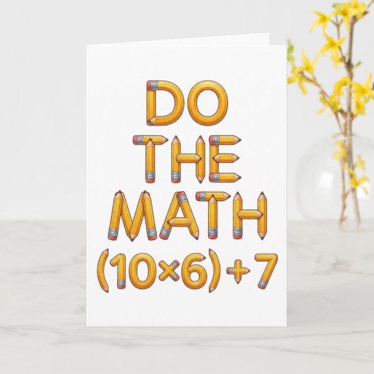 Funny Math Teacher Do The Math (9x7)+4 カード (黄色い花)