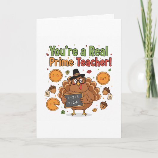 Funny Math Teacher Thanksgiving Card – Turkey カード (正面)