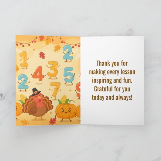 Funny Math Teacher Thanksgiving Card – Turkey カード (内部)